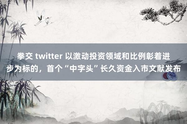 拳交 twitter 以激动投资领域和比例彰着进步为标的，首个“中字头”长久资金入市文献发布