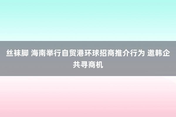 丝袜脚 海南举行自贸港环球招商推介行为 邀韩企共寻商机