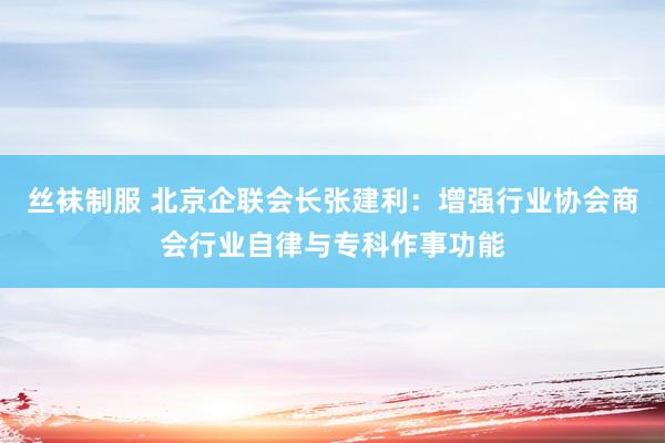 丝袜制服 北京企联会长张建利：增强行业协会商会行业自律与专科作事功能